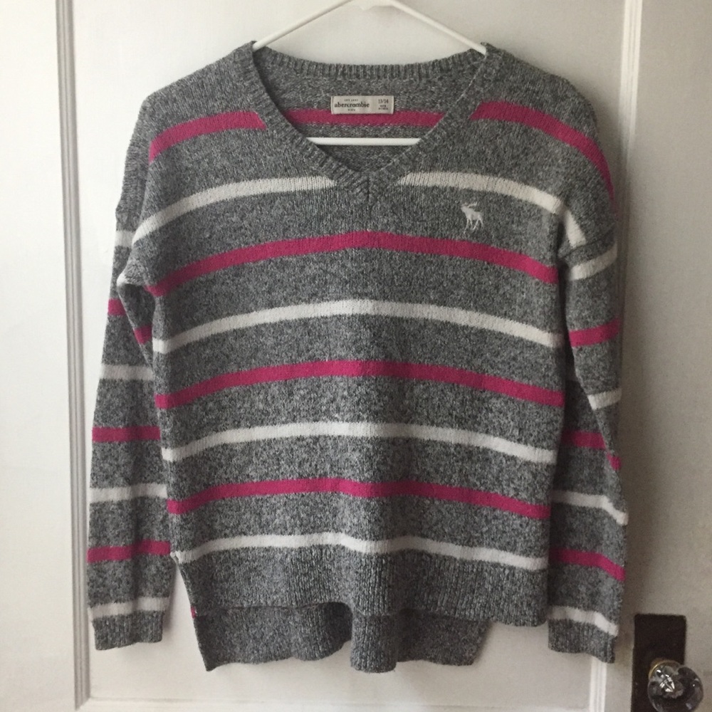 Abercrombie Striped Gray/pink/White Girls Sweater